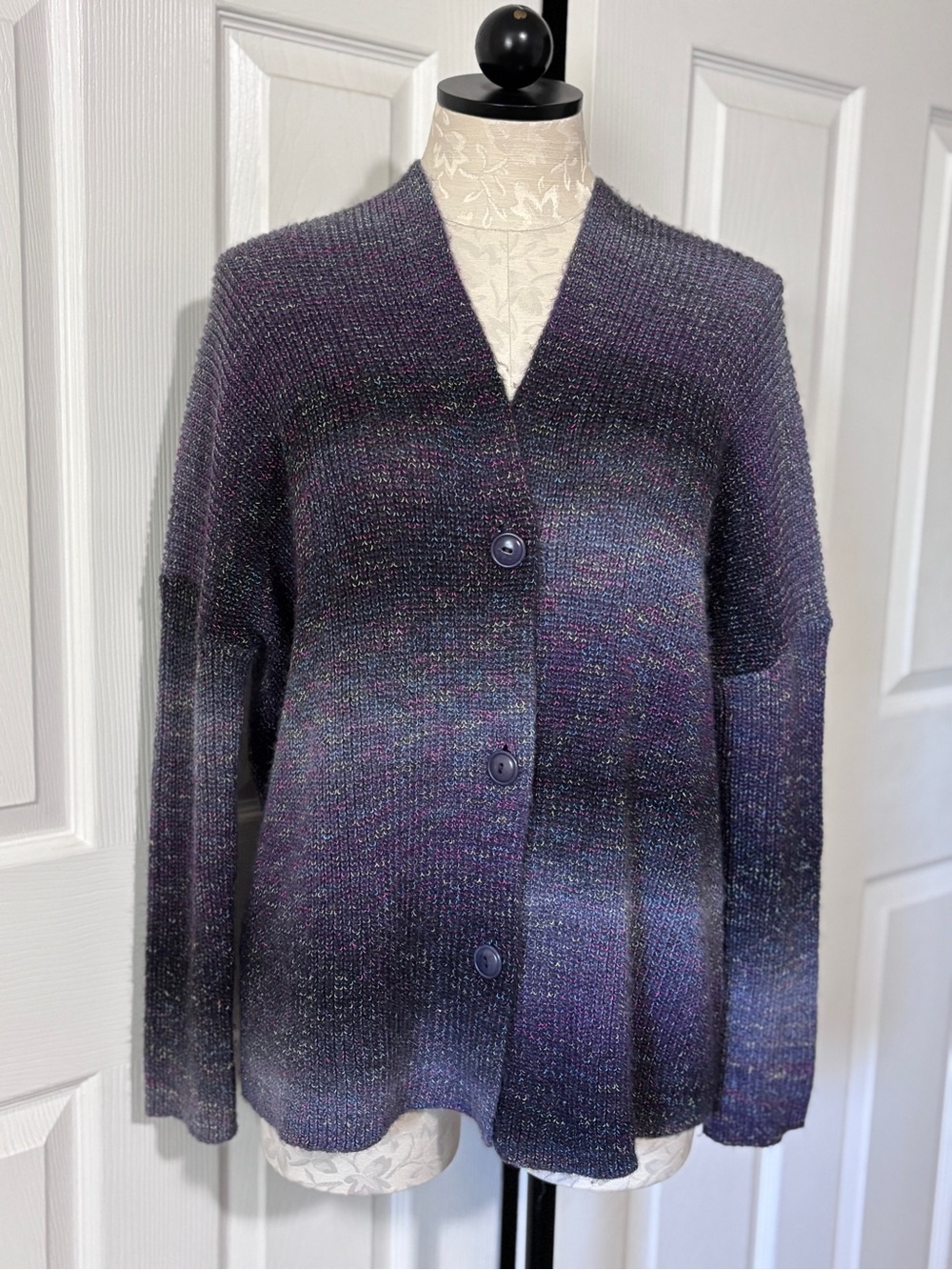 Michael Stars Hallie V Neck Cardigan in Purple Grey Small